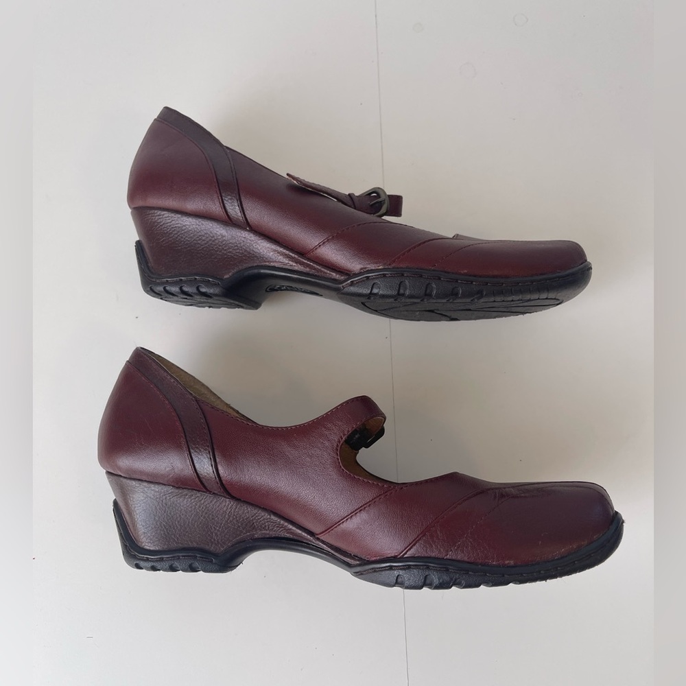 GNW Mary Jane Wedge Heels Burgundy 8M - Picture 13 of 13